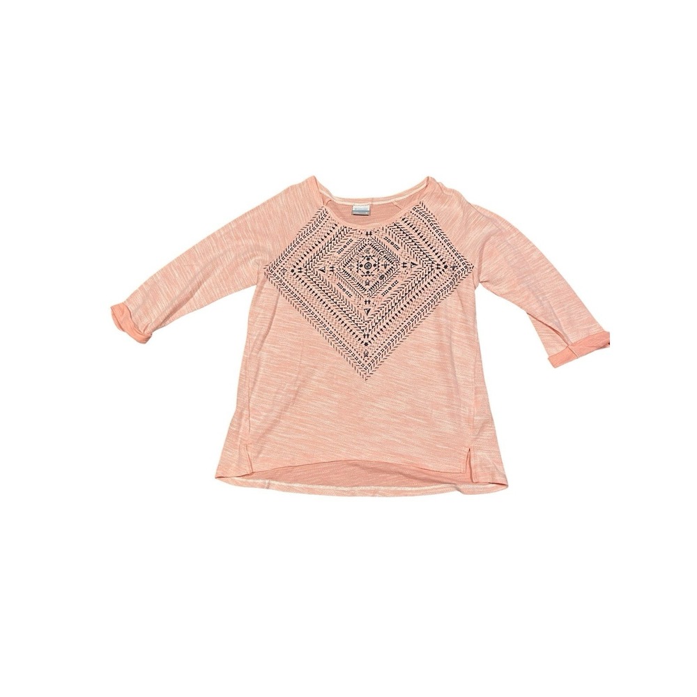 Columbia Women's XL Pink Graphic 3/4 Sleeve Pullover Sweatshirt Top